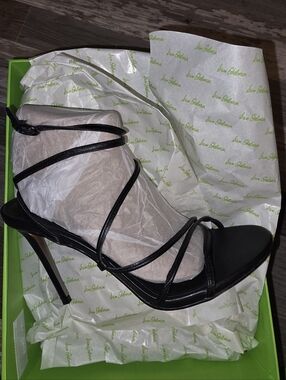 Sam Edelman Sareena Black Stiletto Heel Stappy Heeled Sandals